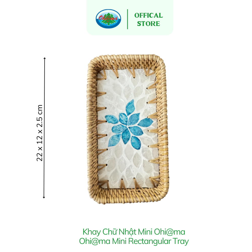  Khay Mây Khảm Trai Chữ Nhật Mini - Ohi@ma Mini Rectangular Tray | Đồ Dùng Nhà Bếp Trang Trí VNXK 