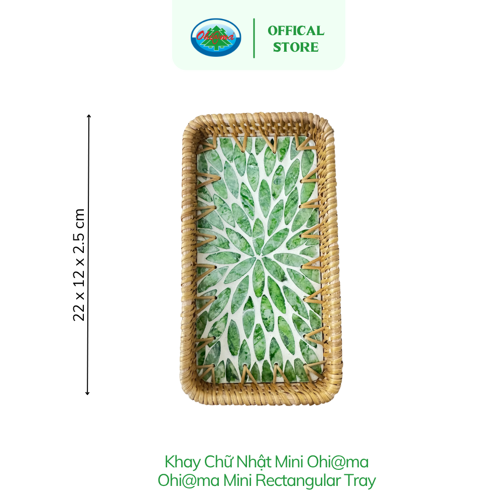  Khay Mây Khảm Trai Chữ Nhật Mini - Ohi@ma Mini Rectangular Tray | Đồ Dùng Nhà Bếp Trang Trí VNXK 
