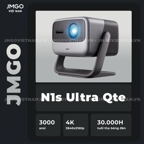 JMGO N1s Ultra - Máy chiếu Triple-Laser DLP thông minh tích hợp Google TV và Netflix chính chủ, độ sáng 3000 ansi lumens, phân giải chuẩn 4K UHD và hỗ trợ đa tính năng thông minh