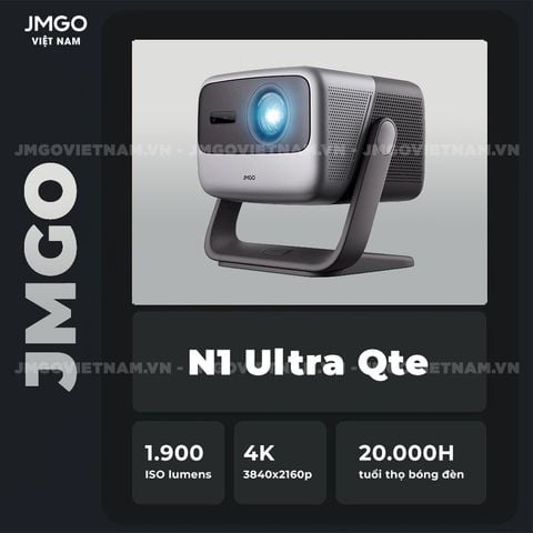 JMGO N1 Ultra Quốc Tế - Máy chiếu Triple-Laser DLP thông minh tích hợp Android TV 11 chính chủ, độ sáng 1900 ISO lumens, phân giải chuẩn 4K UHD và hỗ trợ đa tính năng thông minh