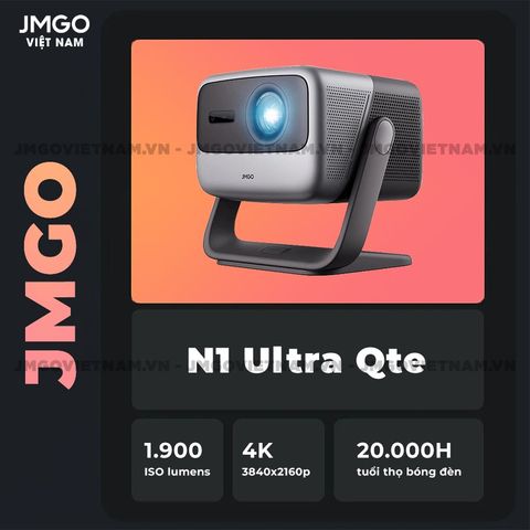 JMGO N1 Ultra Quốc Tế - Máy chiếu Triple-Laser DLP thông minh tích hợp Android TV 11 chính chủ, độ sáng 1900 ISO lumens, phân giải chuẩn 4K UHD và hỗ trợ đa tính năng thông minh