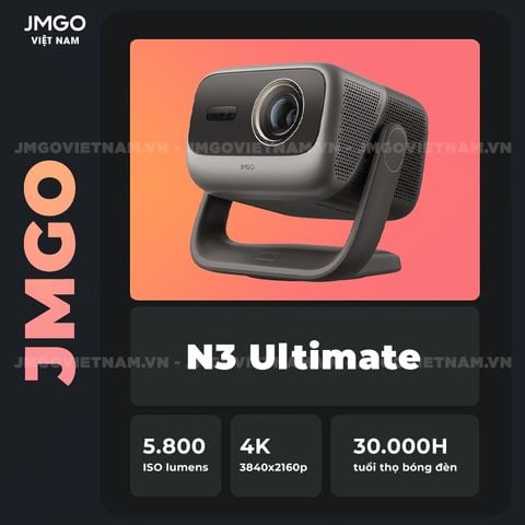 JMGO N3 Ultimate - Máy chiếu Triple-Laser DLP thông minh tích hợp Google TV và Netflix chính chủ, độ sáng 5.800 ISO lumens, phân giải chuẩn 4K UHD và hỗ trợ đa tính năng thông minh