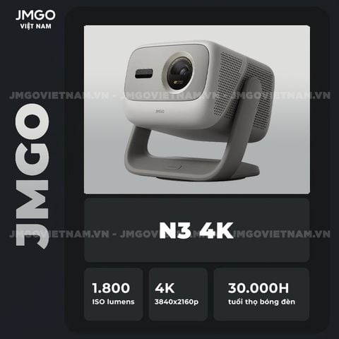 JMGO N3 4K Quốc tế - Máy chiếu Triple-Laser DLP thông minh tích hợp Google TV và Netflix chính chủ, độ sáng 1800 ISO lumens, phân giải chuẩn 4K UHD và hỗ trợ đa tính năng thông minh