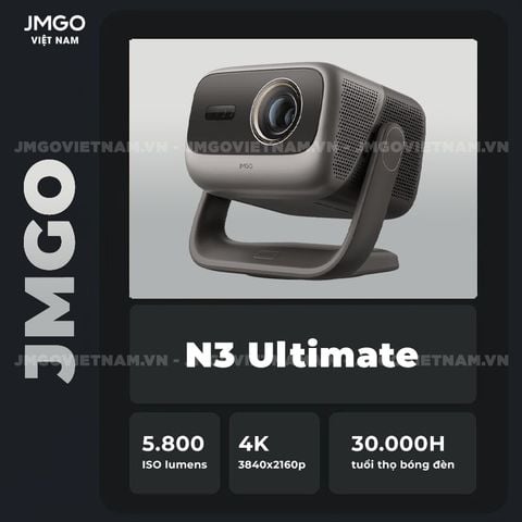 JMGO N3 Ultimate - Máy chiếu Triple-Laser DLP thông minh tích hợp Google TV và Netflix chính chủ, độ sáng 5.800 ISO lumens, phân giải chuẩn 4K UHD và hỗ trợ đa tính năng thông minh