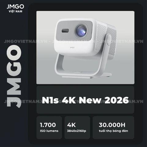 JMGO N1s 4K New 2026 - Máy chiếu Triple-Laser DLP thông minh tích hợp Google TV và Netflix chính chủ, độ sáng 1.700 ISO lumens, phân giải chuẩn 4K UHD và hỗ trợ đa tính năng thông minh