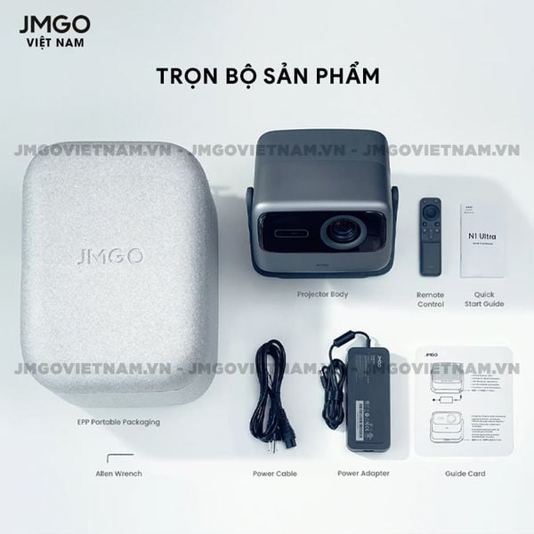 JMGO N1 Ultra Quốc Tế - Máy chiếu Triple-Laser DLP thông minh tích hợp Android TV 11 chính chủ, độ sáng 1900 ISO lumens, phân giải chuẩn 4K UHD và hỗ trợ đa tính năng thông minh