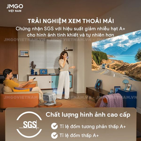 JMGO N3 4K Quốc tế - Máy chiếu Triple-Laser DLP thông minh tích hợp Google TV và Netflix chính chủ, độ sáng 1800 ISO lumens, phân giải chuẩn 4K UHD và hỗ trợ đa tính năng thông minh