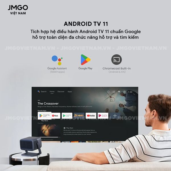 JMGO N1 Ultra Quốc Tế - Máy chiếu Triple-Laser DLP thông minh tích hợp Android TV 11 chính chủ, độ sáng 1900 ISO lumens, phân giải chuẩn 4K UHD và hỗ trợ đa tính năng thông minh