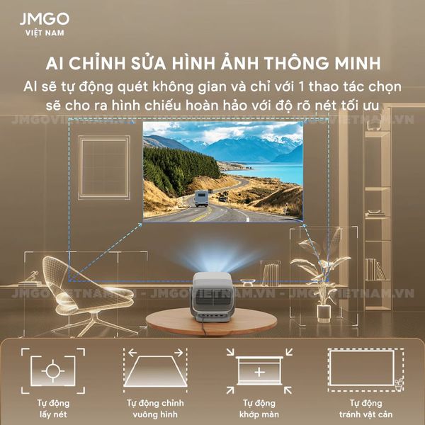 JMGO N3 4K Quốc tế - Máy chiếu Triple-Laser DLP thông minh tích hợp Google TV và Netflix chính chủ, độ sáng 1800 ISO lumens, phân giải chuẩn 4K UHD và hỗ trợ đa tính năng thông minh