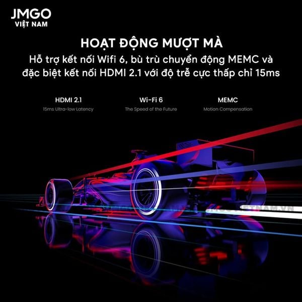 JMGO N1 Ultra Quốc Tế - Máy chiếu Triple-Laser DLP thông minh tích hợp Android TV 11 chính chủ, độ sáng 1900 ISO lumens, phân giải chuẩn 4K UHD và hỗ trợ đa tính năng thông minh
