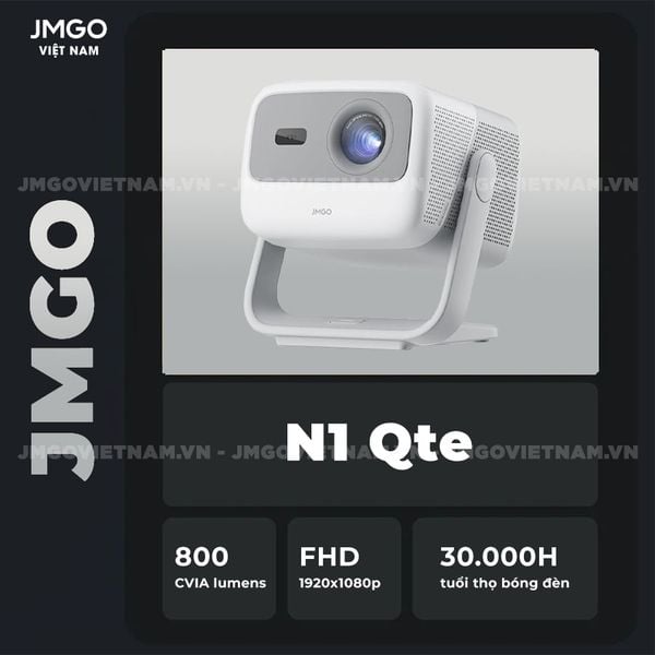 JMGO N1 Quốc Tế - Máy chiếu Triple-Laser DLP thông minh tích hợp Android TV 11 chính chủ, độ sáng 800 CVIA lumens, phân giải chuẩn Full HD và hỗ trợ đa tính năng thông minh