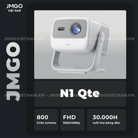 JMGO N1 Quốc Tế - Máy chiếu Triple-Laser DLP thông minh tích hợp Android TV 11 chính chủ, độ sáng 800 CVIA lumens, phân giải chuẩn Full HD và hỗ trợ đa tính năng thông minh
