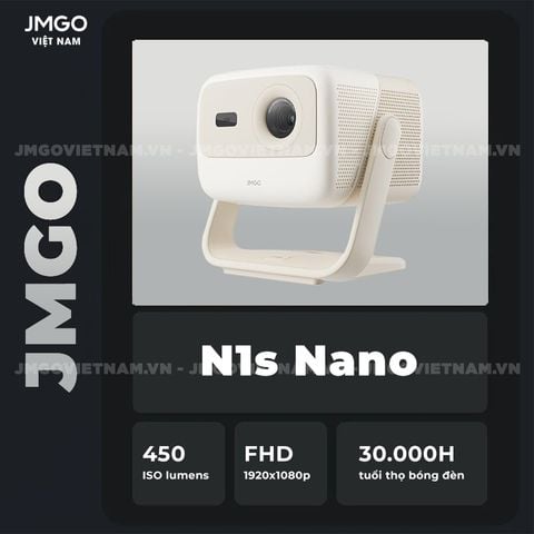 JMGO N1s Nano - Máy chiếu Triple-Laser DLP thông minh tích hợp Google TV và Netflix chính chủ, độ sáng 460 ISO lumens, phân giải chuẩn Full HD và hỗ trợ đa tính năng thông minh