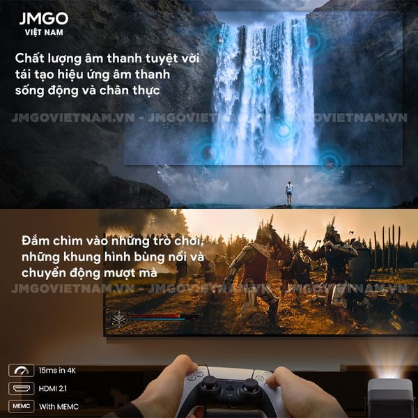 JMGO N1s Ultimate - Máy chiếu Triple-Laser DLP thông minh tích hợp Google TV và Netflix chính chủ, độ sáng 3500 ansi lumens, phân giải chuẩn 4K UHD và hỗ trợ đa tính năng thông minh