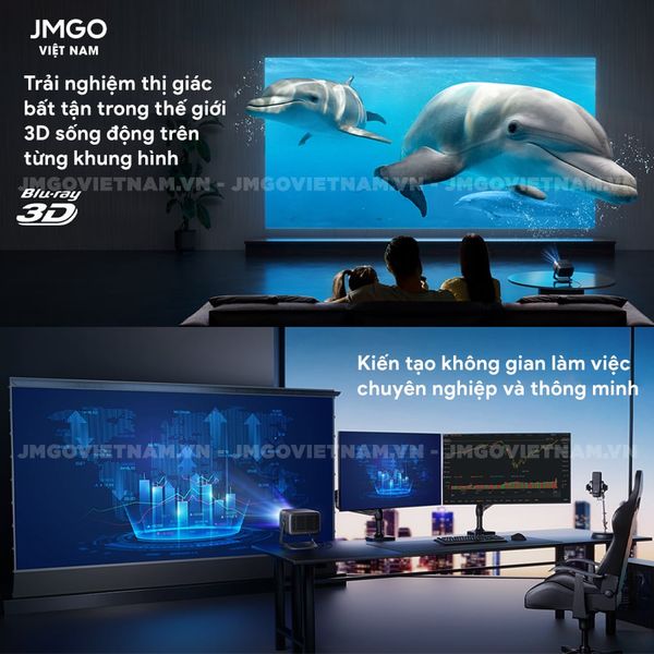 JMGO N1s Ultimate - Máy chiếu Triple-Laser DLP thông minh tích hợp Google TV và Netflix chính chủ, độ sáng 3500 ansi lumens, phân giải chuẩn 4K UHD và hỗ trợ đa tính năng thông minh
