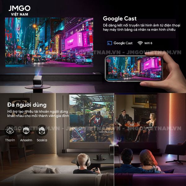 JMGO N1s Ultimate - Máy chiếu Triple-Laser DLP thông minh tích hợp Google TV và Netflix chính chủ, độ sáng 3500 ansi lumens, phân giải chuẩn 4K UHD và hỗ trợ đa tính năng thông minh