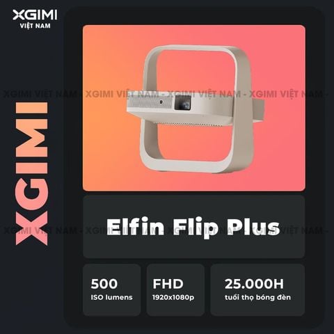 Xgimi Elifn Flip Plus - Máy chiếu thông minh tích hợp Google TV và Netflix chính chủ, sử dụng công nghệ DLP, độ sáng 500 ISO lumens, độ phân giải chuẩn Full HD cho hình ảnh và màu sắc cực đẹp