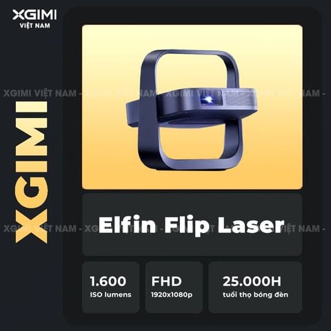 XGIMI Elfin Flip Laser - Máy chiếu thông minh tích hợp Google TV và Netflix chính chủ, sử dụng nguồn sáng Laser, độ sáng 1.600 ISO lumens, độ phân giải chuẩn Full HD cho hình ảnh và màu sắc cực đẹp