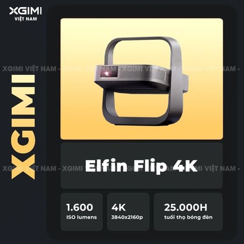 XGIMI Elfin Flip 4K - Máy chiếu thông minh tích hợp Google TV và Netflix chính chủ, sử dụng nguồn sáng RGB Laser, độ sáng 1.600 ISO lumens, độ phân giải chuẩn 4K UHD cho hình ảnh và màu sắc cực đẹp