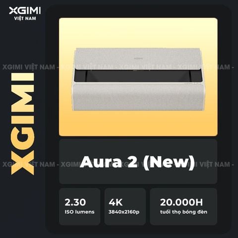 XGIMI Aura 2 New - Máy chiếu siêu gần thông minh tích hợp Google TV, nguồn sáng kép Dual Light 2.0, độ sáng 2300 ISO lumens, phân giải chuẩn 4K UHD, hỗ trợ các tính năng căn chỉnh thông minh, loa Harman Kardon, chuẩn Dolby Vision và IMAX Enhanced