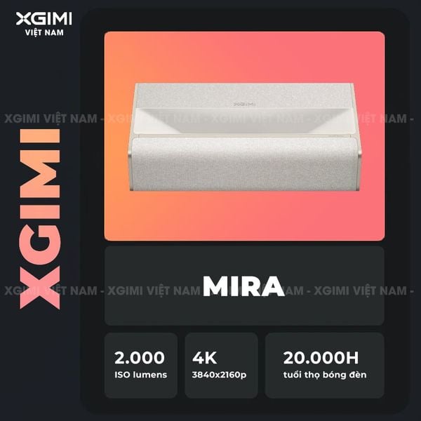 XGIMI MIRA - Máy chiếu siêu gần thông minh tích hợp Google TV, nguồn sáng RGB Triple-Laser, độ sáng 2.000 ISO lumens, phân giải chuẩn 4K UHD, hỗ trợ các tính năng căn chỉnh thông minh, loa Harman Kardon và chuẩn Dolby Vision