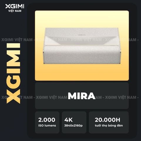 XGIMI MIRA - Máy chiếu siêu gần thông minh tích hợp Google TV, nguồn sáng RGB Triple-Laser, độ sáng 2.000 ISO lumens, phân giải chuẩn 4K UHD, hỗ trợ các tính năng căn chỉnh thông minh, loa Harman Kardon và chuẩn Dolby Vision