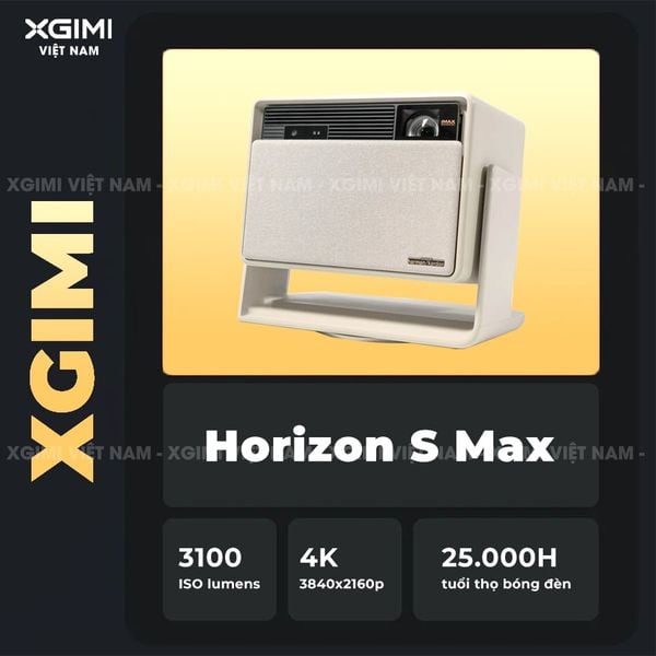 XGIMI Horizon S Max - Máy chiếu thông minh tích hợp hệ điều hành Android, nguồn sáng kép Dual Light 2.0, độ sáng 3100 ISO lumens, phân giải chuẩn 4K UHD, hỗ trợ các tính năng căn chỉnh thông minh, loa Harman Kardon, chuẩn Dolby Vision và IMAX Enhanced