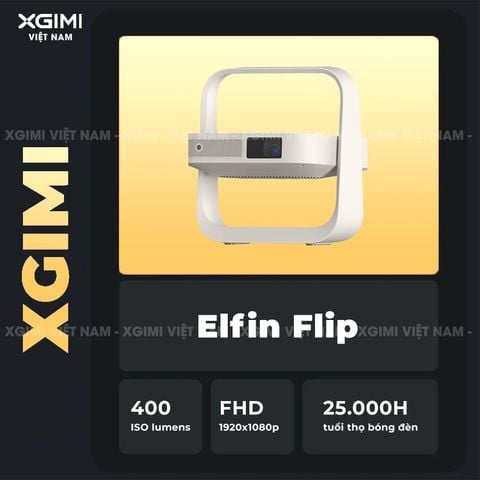 XGIMI Elfin Flip - Máy chiếu thông minh tích hợp hệ điều hành Xgimi OS, độ sáng 400 ISO lumens, phân giải Full HD, hỗ trợ các tính năng căn chỉnh thông minh, loa Harman Kardon và Netflix chính chủ