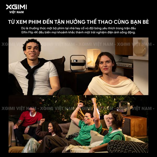 Xgimi Elifn Flip 4K - Máy chiếu thông minh tích hợp Google TV và Netflix chính chủ, sử dụng nguồn sáng RGB Laser, độ sáng 1.600 ISO lumens, độ phân giải chuẩn 4K UHD cho hình ảnh và màu sắc cực đẹp
