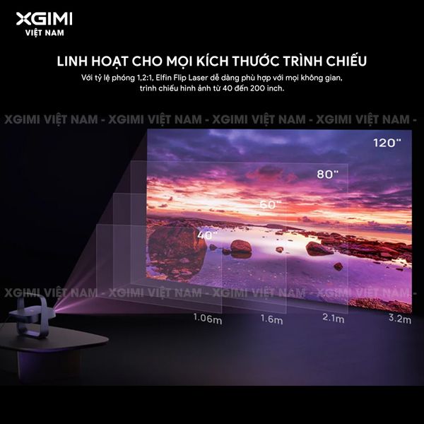 Xgimi Elifn Flip Laser - Máy chiếu thông minh tích hợp Google TV và Netflix chính chủ, sử dụng nguồn sáng Laser, độ sáng 1.600 ISO lumens, độ phân giải chuẩn Full HD cho hình ảnh và màu sắc cực đẹp