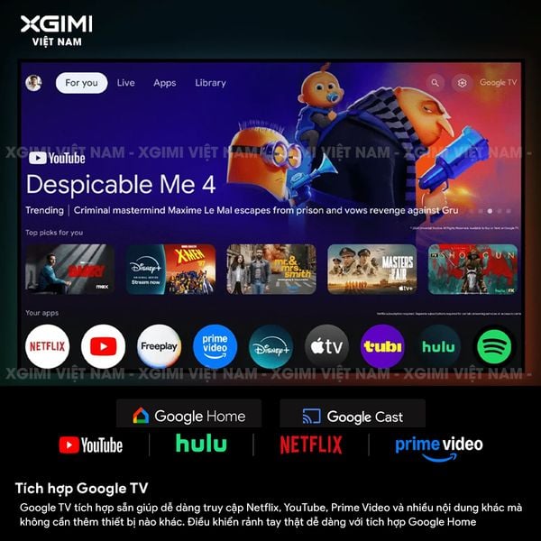 Xgimi Horizon 20 - Máy chiếu 4K thông minh tích hợp Google TV, sử dụng công nghệ RGB Triple Laser, độ phân giải chuẩn 4K UHD, độ sáng 3200 ISO Lumens, đạt chứng nhận IMAX Enhanced & Dolby Vision và tích hợp loa Harman Kardon