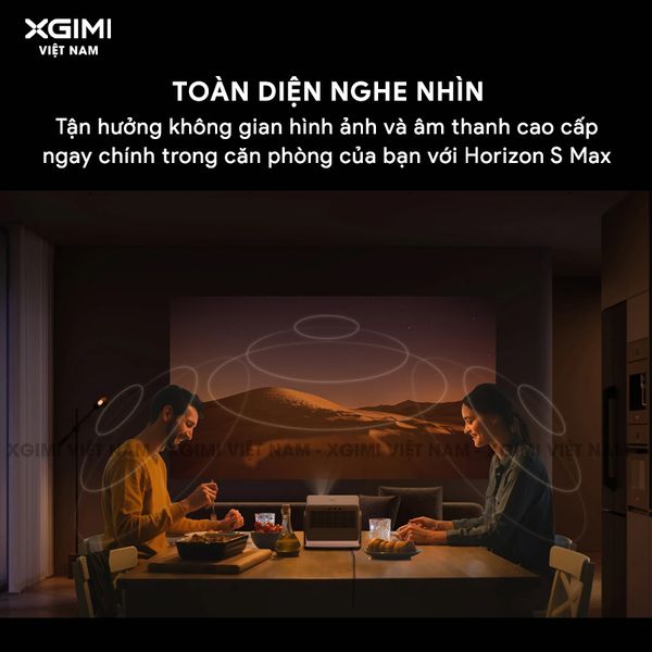 Xgimi Horizon S Max - Máy chiếu thông minh tích hợp hệ điều hành Android, nguồn sáng kép Dual Light 2.0, độ sáng 3100 ISO lumens, phân giải chuẩn 4K UHD, hỗ trợ các tính năng căn chỉnh thông minh, loa Harman Kardon, chuẩn Dolby Vision và IMAX Enhanced