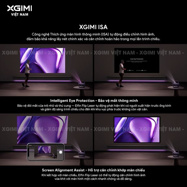 Xgimi Elifn Flip Laser - Máy chiếu thông minh tích hợp Google TV và Netflix chính chủ, sử dụng nguồn sáng Laser, độ sáng 1.600 ISO lumens, độ phân giải chuẩn Full HD cho hình ảnh và màu sắc cực đẹp