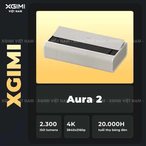 XGIMI Aura 2 - Máy chiếu siêu gần thông minh tích hợp hệ điều hành Android, nguồn sáng kép Dual Light 2.0, độ sáng 2300 ISO lumens, phân giải chuẩn 4K UHD, hỗ trợ các tính năng căn chỉnh thông minh, loa Harman Kardon, chuẩn Dolby Vision và IMAX Enhanced