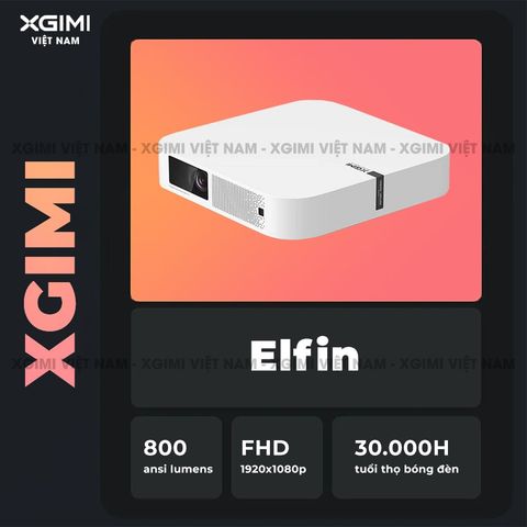 Xgimi Elfin - Máy chiếu thông minh tích hợp hệ điều hành Android, độ sáng 800 ansi lumens, phân giải Full HD, hỗ trợ các tính năng căn chỉnh thông minh và loa Harman Kardon