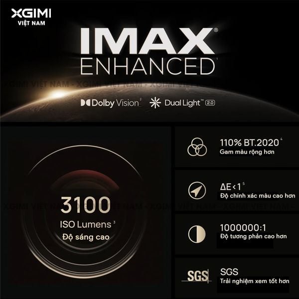 Xgimi Horizon S Max - Máy chiếu thông minh tích hợp hệ điều hành Android, nguồn sáng kép Dual Light 2.0, độ sáng 3100 ISO lumens, phân giải chuẩn 4K UHD, hỗ trợ các tính năng căn chỉnh thông minh, loa Harman Kardon, chuẩn Dolby Vision và IMAX Enhanced