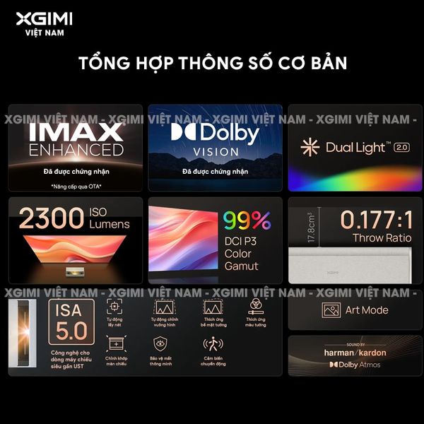 Xgimi Aura 2 New - Máy chiếu siêu gần thông minh tích hợp Google TV, nguồn sáng kép Dual Light 2.0, độ sáng 2300 ISO lumens, phân giải chuẩn 4K UHD, hỗ trợ các tính năng căn chỉnh thông minh, loa Harman Kardon, chuẩn Dolby Vision và IMAX Enhanced