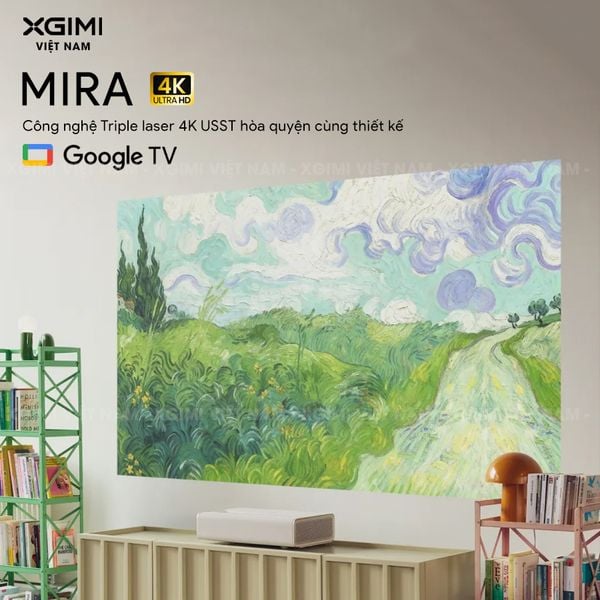 XGIMI MIRA - Máy chiếu siêu gần thông minh tích hợp Google TV, nguồn sáng RGB Triple-Laser, độ sáng 2.000 ISO lumens, phân giải chuẩn 4K UHD, hỗ trợ các tính năng căn chỉnh thông minh, loa Harman Kardon và chuẩn Dolby Vision