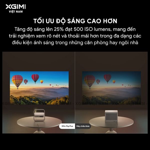 Xgimi Elifn Flip Plus - Máy chiếu thông minh tích hợp Google TV và Netflix chính chủ, sử dụng công nghệ DLP, độ sáng 500 ISO lumens, độ phân giải chuẩn Full HD cho hình ảnh và màu sắc cực đẹp