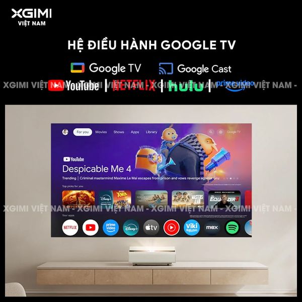 Xgimi Aura 2 New - Máy chiếu siêu gần thông minh tích hợp Google TV, nguồn sáng kép Dual Light 2.0, độ sáng 2300 ISO lumens, phân giải chuẩn 4K UHD, hỗ trợ các tính năng căn chỉnh thông minh, loa Harman Kardon, chuẩn Dolby Vision và IMAX Enhanced