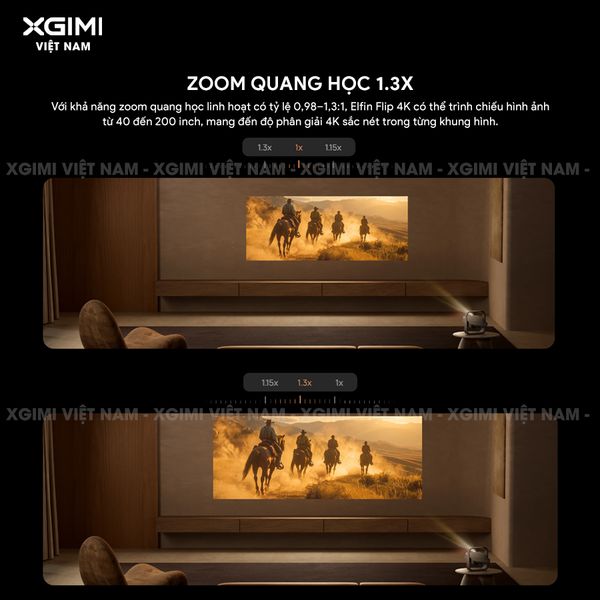 Xgimi Elifn Flip 4K - Máy chiếu thông minh tích hợp Google TV và Netflix chính chủ, sử dụng nguồn sáng RGB Laser, độ sáng 1.600 ISO lumens, độ phân giải chuẩn 4K UHD cho hình ảnh và màu sắc cực đẹp