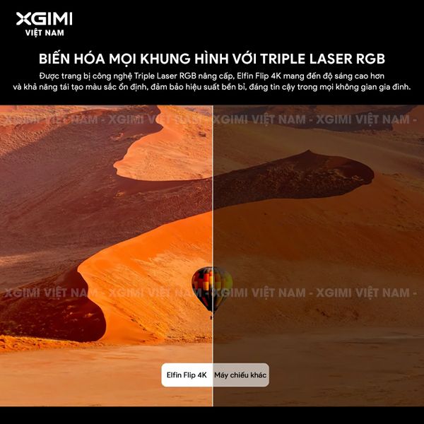 Xgimi Elifn Flip 4K - Máy chiếu thông minh tích hợp Google TV và Netflix chính chủ, sử dụng nguồn sáng RGB Laser, độ sáng 1.600 ISO lumens, độ phân giải chuẩn 4K UHD cho hình ảnh và màu sắc cực đẹp