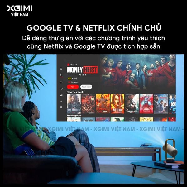 Xgimi Vibe One - Máy chiếu di động thông minh tích hợp Google TV và Netflix chính chủ, sử dụng công nghệ LED LCD, độ sáng 250 ISO lumens, độ phân giải chuẩn Full HD cho hình ảnh và màu sắc cực đẹp