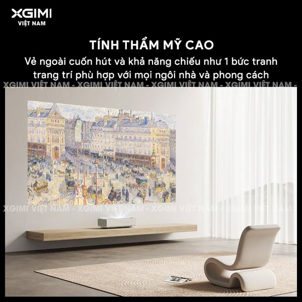 Xgimi Aura 2 New - Máy chiếu siêu gần thông minh tích hợp Google TV, nguồn sáng kép Dual Light 2.0, độ sáng 2300 ISO lumens, phân giải chuẩn 4K UHD, hỗ trợ các tính năng căn chỉnh thông minh, loa Harman Kardon, chuẩn Dolby Vision và IMAX Enhanced