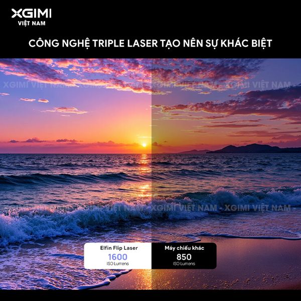 Xgimi Elifn Flip Laser - Máy chiếu thông minh tích hợp Google TV và Netflix chính chủ, sử dụng nguồn sáng Laser, độ sáng 1.600 ISO lumens, độ phân giải chuẩn Full HD cho hình ảnh và màu sắc cực đẹp