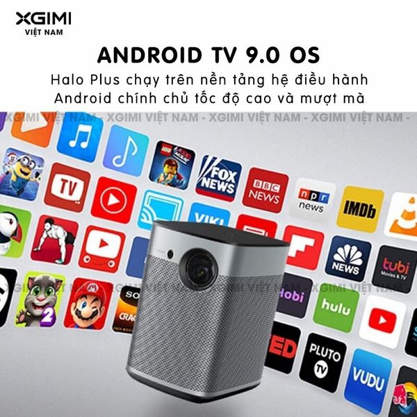 Xgimi Halo - Máy chiếu thông minh tích hợp hệ điều hành Android, độ sáng 800 ansi lumens, phân giải Full HD, hỗ trợ các tính năng căn chỉnh thông minh và loa Harman Kardon