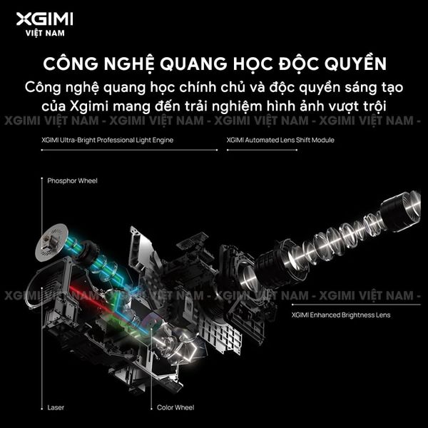 Xgimi Titan - Máy chiếu 4K chuyên nghiệp đầu tiên của Xgimi, sử dụng công nghệ Laser kép cao cấp, độ phân giải chuẩn 4K UHD, độ sáng 5000 ISO Lumens, tương phản 5.000.000:1, đạt chứng nhận IMAX Enhanced & Dolby Vision và tích hợp loa Harman Kardon