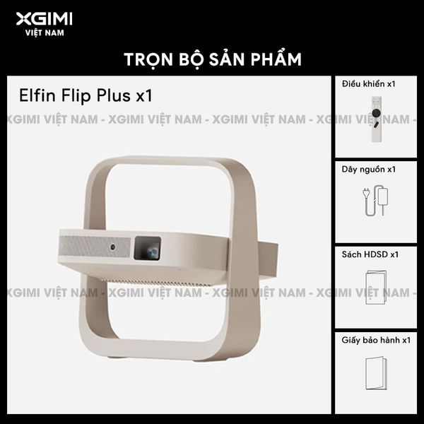 Xgimi Elifn Flip Plus - Máy chiếu thông minh tích hợp Google TV và Netflix chính chủ, sử dụng công nghệ DLP, độ sáng 500 ISO lumens, độ phân giải chuẩn Full HD cho hình ảnh và màu sắc cực đẹp