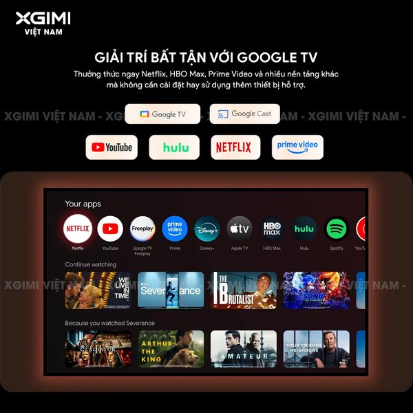 Xgimi Elifn Flip 4K - Máy chiếu thông minh tích hợp Google TV và Netflix chính chủ, sử dụng nguồn sáng RGB Laser, độ sáng 1.600 ISO lumens, độ phân giải chuẩn 4K UHD cho hình ảnh và màu sắc cực đẹp
