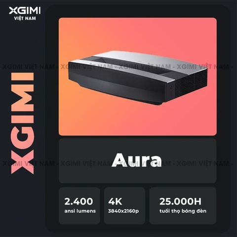 Xgimi Aura- Máy chiếu siêu gần thông minh tích hợp hệ điều hành Android, độ sáng 2400 ansi lumens, phân giải chuẩn 4K UHD, hỗ trợ lấy nét tự động Auto Focus và loa Harman Kardon